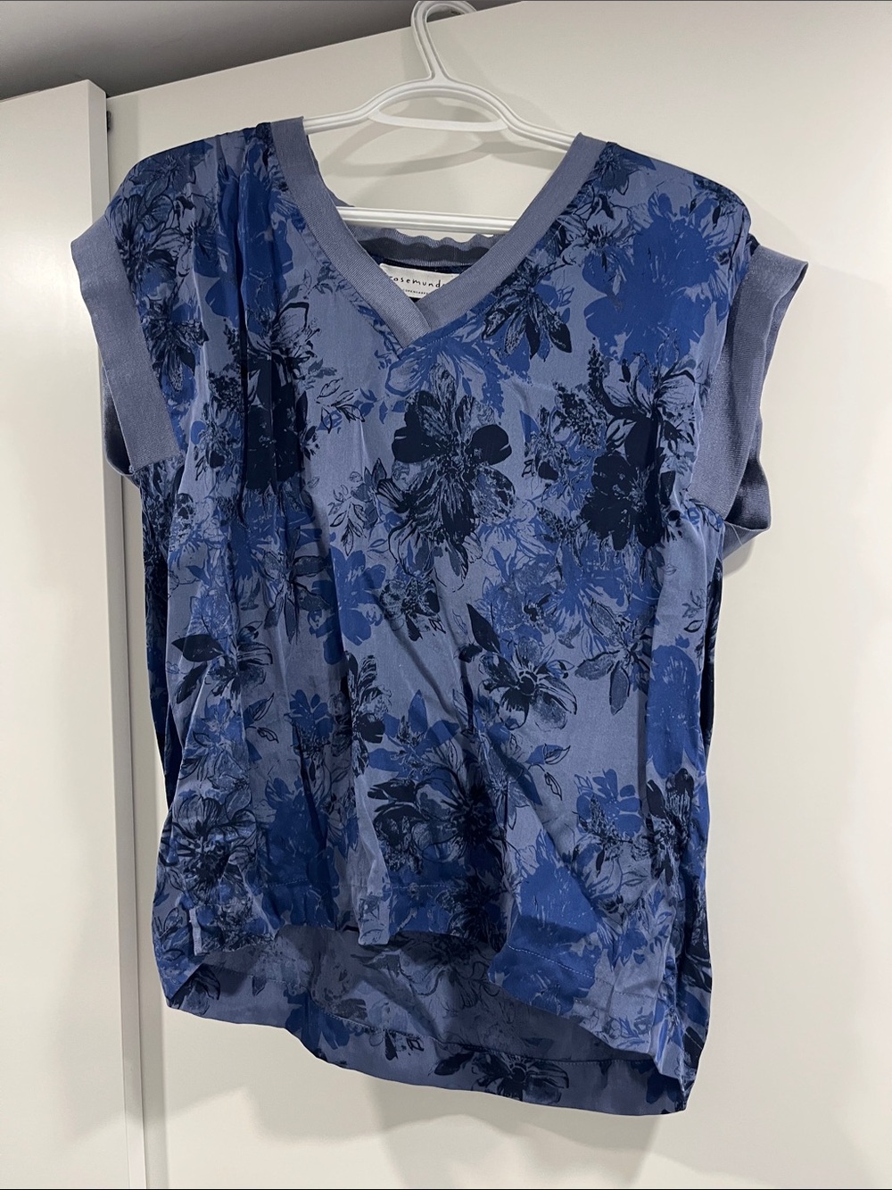 Blue Floral V-Neck Women’s Top